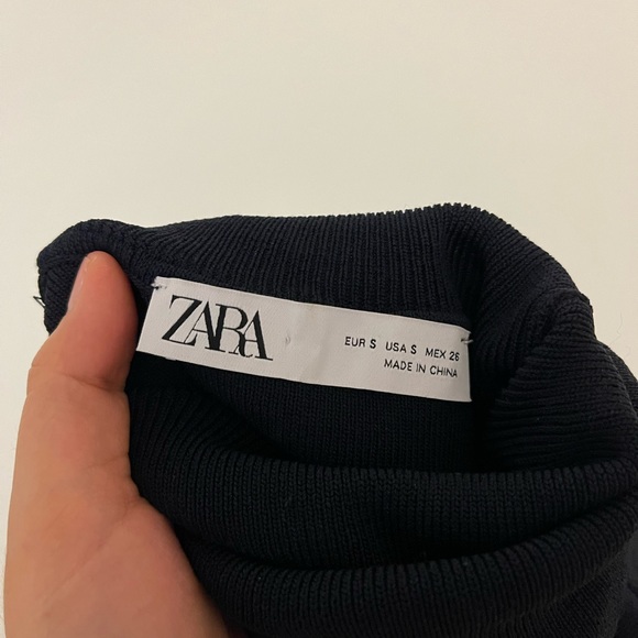 ZARA navy organza puff sleeve sweater - Picture 9 of 9